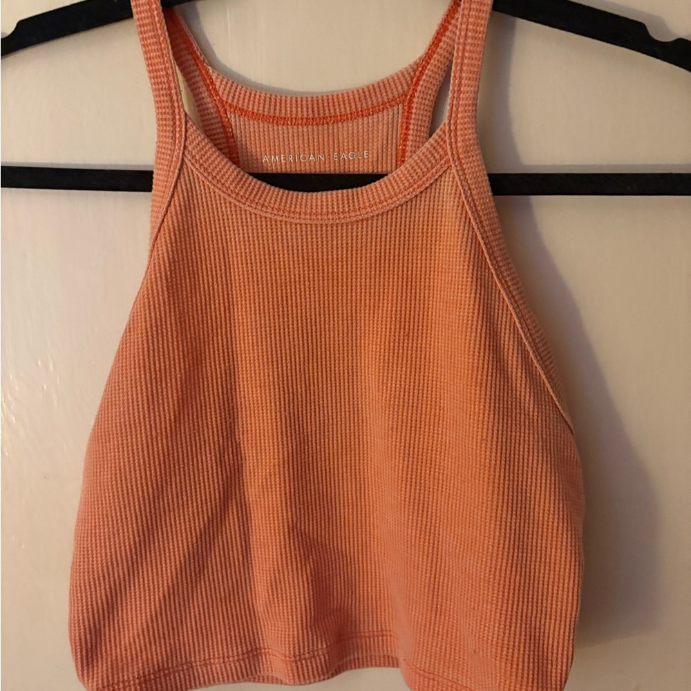 American Eagle Outfitters Coral Ribbed Tank Top